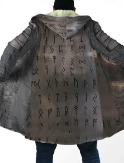 Men's Totem Winter Coat Fleece Jacket Coat Warm Breathable Comfortable Vintage Abstract Sports & Outdoor Daily Wear Going out Zipper Pocket Print Fall & Winter Hoodie Long Sleeve Gray