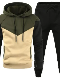 Men's Tracksuit Gym Shirt GYM Pants Workout Outfits Hooded Sports & Outdoor Daily Holiday Quick Dry Soft Color Block Black White Yellow Polyester Activewear Streetwear Sport Fall & Winter