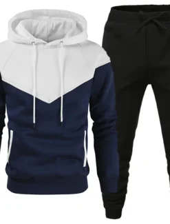 Men's Tracksuit Gym Shirt GYM Pants Workout Outfits Hooded Sports & Outdoor Daily Holiday Quick Dry Soft Color Block Black White Yellow Polyester Activewear Streetwear Sport Fall & Winter