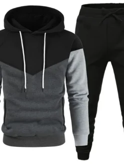 Men's Tracksuit Gym Shirt GYM Pants Workout Outfits Hooded Sports & Outdoor Daily Holiday Quick Dry Soft Color Block Black White Yellow Polyester Activewear Streetwear Sport Fall & Winter