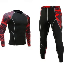 Men's Tracksuit Jogging Suit 2 Piece Casual Fall Long Sleeve Breathable Quick Dry Fitness Gym Workout Running Sportswear Activewear Color Block Black Yellow Red