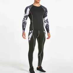 Men's Tracksuit Jogging Suit 2 Piece Casual Fall Long Sleeve Breathable Quick Dry Fitness Gym Workout Running Sportswear Activewear Color Block Black Yellow Red