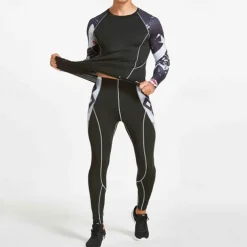 Men's Tracksuit Jogging Suit 2 Piece Casual Fall Long Sleeve Breathable Quick Dry Fitness Gym Workout Running Sportswear Activewear Color Block Black Yellow Red