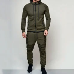 Men's Tracksuit Jogging Suit 2 Piece Full Zip Casual Fall Long Sleeve Breathable Soft Fitness Gym Workout Running Sportswear Activewear Solid Colored Dark Grey Black Wine