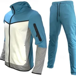 Men's Tracksuit Jogging Suit 2 Piece Full Zip Casual Fall Long Sleeve Breathable Soft Fitness Gym Workout Running Sportswear Activewear Color Block Gray Black Black Orange