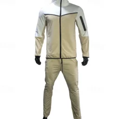 Men's Tracksuit Jogging Suit 2 Piece Full Zip Casual Fall Long Sleeve Breathable Soft Fitness Gym Workout Running Sportswear Activewear Color Block Gray Black Black Orange