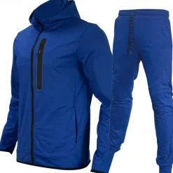 Men's Tracksuit Jogging Suit 2 Piece Full Zip Casual Fall Long Sleeve Breathable Soft Fitness Gym Workout Running Sportswear Activewear Color Block Blue and White Red black Yellow / Black