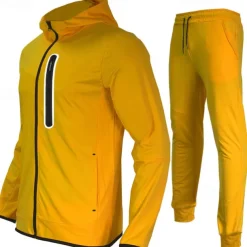 Men's Tracksuit Jogging Suit 2 Piece Full Zip Casual Fall Long Sleeve Breathable Soft Fitness Gym Workout Running Sportswear Activewear Color Block Blue and White Red black Yellow / Black