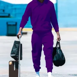 Men's Tracksuit Jogging Suit 2 Piece Casual Fall Long Sleeve Thermal Warm Soft Fitness Gym Workout Running Sportswear Activewear Solid Colored Dark Grey Dark Khaki Black