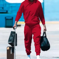 Men's Tracksuit Jogging Suit 2 Piece Casual Fall Long Sleeve Thermal Warm Soft Fitness Gym Workout Running Sportswear Activewear Solid Colored Dark Grey Dark Khaki Black