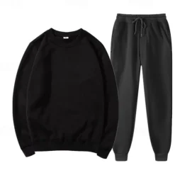 Men's Tracksuit Sweatsuit Jogging Suits Black Blue Orange Light Grey Crew Neck Plain 2 Piece Sports & Outdoor Daily Holiday Streetwear Basic Casual Spring & Fall Clothing Apparel Hoodies Sweatshirts