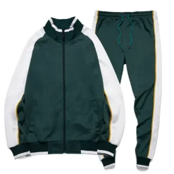 Men's Tracksuit Sweatsuit Jogging Suits Black Blue Green Gray Standing Collar Color Block Patchwork 2 Piece Sports & Outdoor Daily Sports Basic Casual Big and Tall Fall Spring Clothing Apparel Hoodies