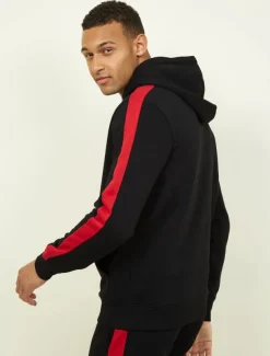 Men's Tracksuit Sweatsuit Activewear Set Pullover Hoodie Sweatshirt Jogging Suits Black White Yellow Red Dark Gray Hooded Solid Color Stripes Sports & Outdoor Going out Sportswear Sportswear Workout