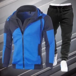 Men's Tracksuit Sweatsuit 2 Piece Athletic Winter Long Sleeve Thermal Warm Breathable Soft Fitness Running Jogging Sportswear Activewear Color Block Dark Grey White Red