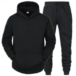 Men's Tracksuit Sweatsuit Jogging Suits Black Red Royal Blue Light Grey Hooded Plain Pocket 2 Piece Sports & Outdoor Daily Holiday Streetwear Basic Casual Spring & Fall Clothing Apparel Hoodies