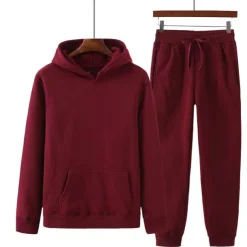 Men's Tracksuit Sweatsuit Jogging Suits Wine Red Black White Yellow Pink Hooded Plain Drawstring 2 Piece Sports & Outdoor Sports Streetwear Streetwear Casual Big and Tall Fall & Winter Clothing