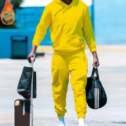 Men's Tracksuit Sweatsuit 2 Piece Athletic Long Sleeve Thermal Warm Breathable Moisture Wicking Fitness Running Jogging Sportswear Activewear Solid Colored Black White Yellow