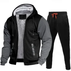 Men's Tracksuit Sweatsuit Black Red Navy Blue Light Grey Dark Gray Hooded Color Block Drawstring 2 Piece Streetwear Cool Spring Fall Clothing Apparel Hoodies Sweatshirts