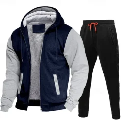 Men's Tracksuit Sweatsuit Black Red Navy Blue Light Grey Dark Gray Hooded Color Block Drawstring 2 Piece Streetwear Cool Spring Fall Clothing Apparel Hoodies Sweatshirts