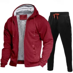 Men's Tracksuit Sweatsuit Black Red Navy Blue Light Grey Dark Gray Hooded Color Block Drawstring 2 Piece Streetwear Cool Spring Fall Clothing Apparel Hoodies Sweatshirts