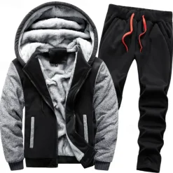 Men's Tracksuit Sweatsuit Black Red Navy Blue Light Grey Dark Gray Hooded Color Block Drawstring 2 Piece Streetwear Cool Spring Fall Clothing Apparel Hoodies Sweatshirts