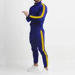 Men's Tracksuit Sweatsuit 2 Piece Athletic Winter Long Sleeve Thermal Warm Breathable Moisture Wicking Fitness Running Jogging Sportswear Activewear Color Block Black Yellow Army Green