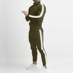 Men's Tracksuit Sweatsuit 2 Piece Athletic Winter Long Sleeve Thermal Warm Breathable Moisture Wicking Fitness Running Jogging Sportswear Activewear Color Block Black Yellow Army Green