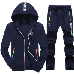 Men's Tracksuit Sweatsuit Jogging Suits Black Blue Light Grey Hooded Letter Zipper Pocket 2 Piece Sports Streetwear Streetwear Cool Casual Spring & Fall Clothing Apparel Hoodies Sweatshirts
