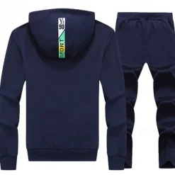 Men's Tracksuit Sweatsuit Jogging Suits Black Blue Light Grey Hooded Letter Zipper Pocket 2 Piece Sports Streetwear Streetwear Cool Casual Spring & Fall Clothing Apparel Hoodies Sweatshirts