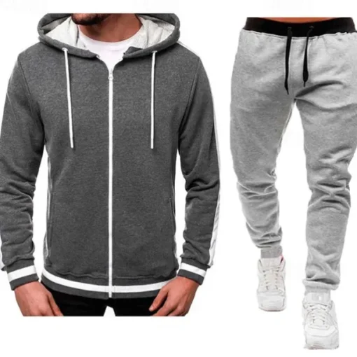 Men's Tracksuit Sweatsuit Zip Hoodie Sweatshirt Hoodie Jacket Jogging Suits Red & Black Black+Light Grey Dark Grey+Light Grey Red+Light Grey Red+Dark Grey Hooded Color Block Drawstring 2 Piece Sports