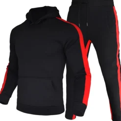 Men's Tracksuit Sweatsuit 2 Piece Street Winter Long Sleeve Thermal Warm Breathable Moisture Wicking Fitness Gym Workout Running Sportswear Activewear Stripes Black Yellow Red