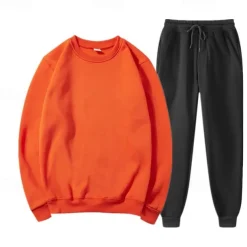 Men's Tracksuit Sweatsuit Jogging Suits White Yellow Orange Gray Crew Neck Plain 2 Piece Sports & Outdoor Daily Holiday Streetwear Basic Casual Spring & Fall Clothing Apparel Hoodies Sweatshirts