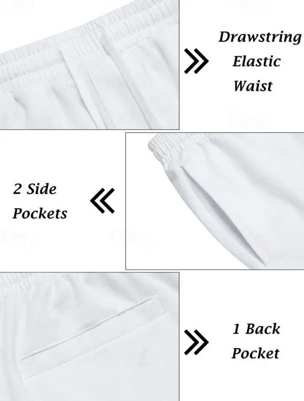 Men's Tracksuit T shirt & Shorts Outfit Set Hoodie Outdoor Daily Sports Pocket Drawstring Plain Wine Red Black White Polyester Activewear Streetwear Lightweight Summer