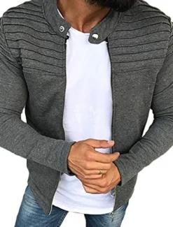 Men's Transition Jacket Casual Jacket Shacket Cardigan Daily Wear Autumn / Fall Navy Wine Red Black Light Grey Puffer Jacket