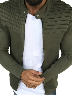 Men's Transition Jacket Casual Jacket Shacket Cardigan Daily Wear Autumn / Fall Navy Wine Red Black Light Grey Puffer Jacket