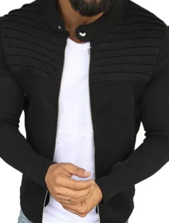 Men's Transition Jacket Casual Jacket Shacket Cardigan Daily Wear Autumn / Fall Navy Wine Red Black Light Grey Puffer Jacket