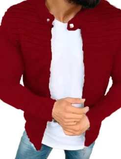 Men's Transition Jacket Casual Jacket Shacket Cardigan Daily Wear Autumn / Fall Navy Wine Red Black Light Grey Puffer Jacket