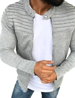 Men's Transition Jacket Casual Jacket Shacket Cardigan Daily Wear Autumn / Fall Navy Wine Red Black Light Grey Puffer Jacket