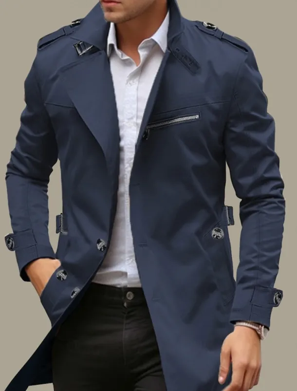 Men's Transition Jacket Trench Coat Outdoor All Seasons Windbreaker Outerwear Clothing Apparel Streetwear Plain Front Pocket Lapel Single Breasted
