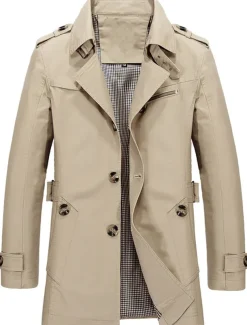 Men's Transition Jacket Trench Coat Outdoor All Seasons Windbreaker Outerwear Clothing Apparel Streetwear Plain Front Pocket Lapel Single Breasted