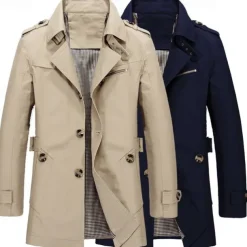 Men's Transition Jacket Trench Coat Going out All Seasons Windbreaker Outerwear Clothing Apparel Solid Colored Button-Down Turndown Single Breasted