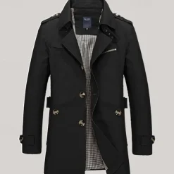 Men's Transition Jacket Trench Coat Going out All Seasons Windbreaker Outerwear Clothing Apparel Solid Colored Button-Down Turndown Single Breasted