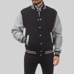 Men's Transition Jacket Varsity Jacket Baseball Physical Therapy Basic All Seasons Classic School Uniforms Regular Black Navy Blue Royal Blue Light Grey Jacket