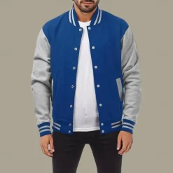 Men's Transition Jacket Varsity Jacket Baseball Physical Therapy Basic All Seasons Classic School Uniforms Regular Black Navy Blue Royal Blue Light Grey Jacket