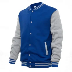 Men's Transition Jacket Varsity Jacket Baseball Physical Therapy Basic All Seasons Classic School Uniforms Regular Black Navy Blue Royal Blue Light Grey Jacket