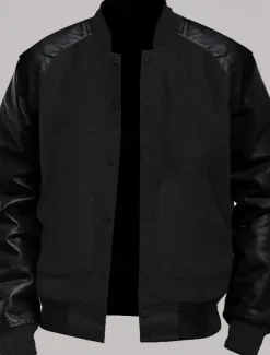 Men's Transition Jacket Varsity Jacket Daily Wear Leather Sleeved Spring & Fall Plain Streetwear Stand Collar Short Black White Light Grey Dark Gray Jacket