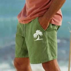 Men's Tree Coconut Tree Shorts Summer Shorts Beach Shorts Mid Waist Hawaiian Casual Outdoor Holiday Going out Drawstring Elastic Waist Print Designer Clothing Apparel