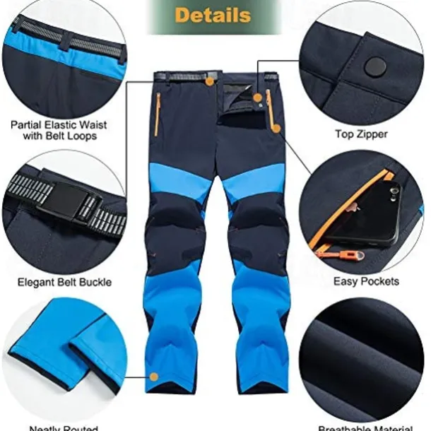 men's trekking trousers padded soft shell trousers hiking trousers functional trousers quick-drying trousers men leisure trousers outdoor trousers stretch work trousers-blue-4xl