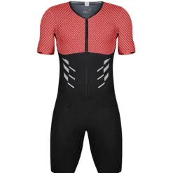 Men's Triathlon Tri Suit Short Sleeve Mountain Bike MTB Road Bike Cycling Red Blue Sky Blue Patchwork Bike Clothing Suit UV Resistant Breathable Quick Dry Sweat wicking Polyester Spandex Sports