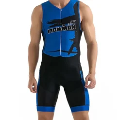 Men's Triathlon Tri Suit Sleeveless Mountain Bike MTB Road Bike Cycling Blue Green Black Blue Bike Clothing Suit UV Resistant 3D Pad Breathable Quick Dry Sweat wicking Polyester Spandex Sports Solid